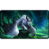 Corrupted seeker playmat featuring a detailed white winged dragon with black spines and glowing green eyes on green background