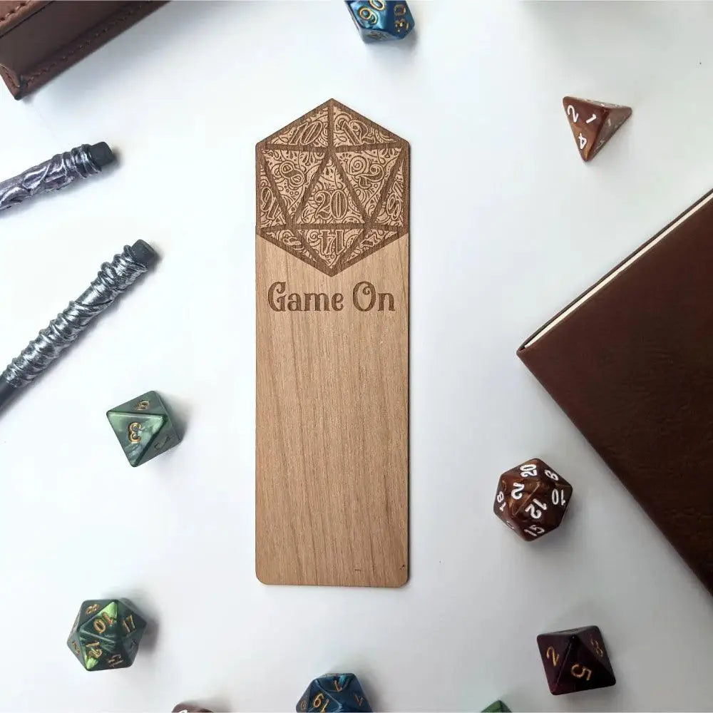 D20 Game On Wooden Bookmark Toys & Gifts North To South Designs   