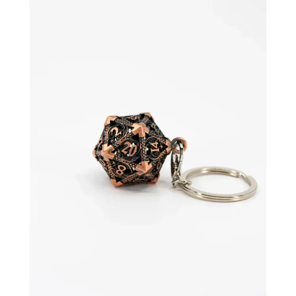 D20 Keychain Locket with Micro Mini Metal Polyhedral Dice Set (7) - Dice & Dice Supplies