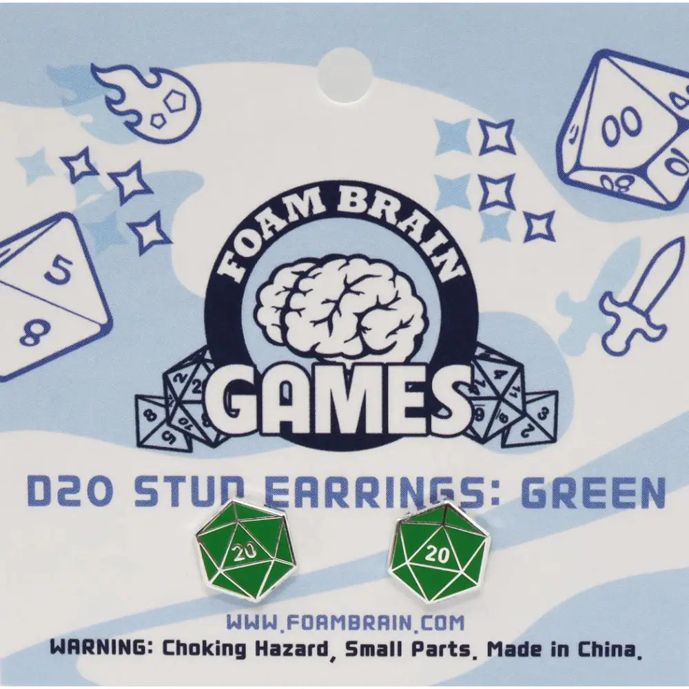 D20 Post Earrings - Green - Gifts