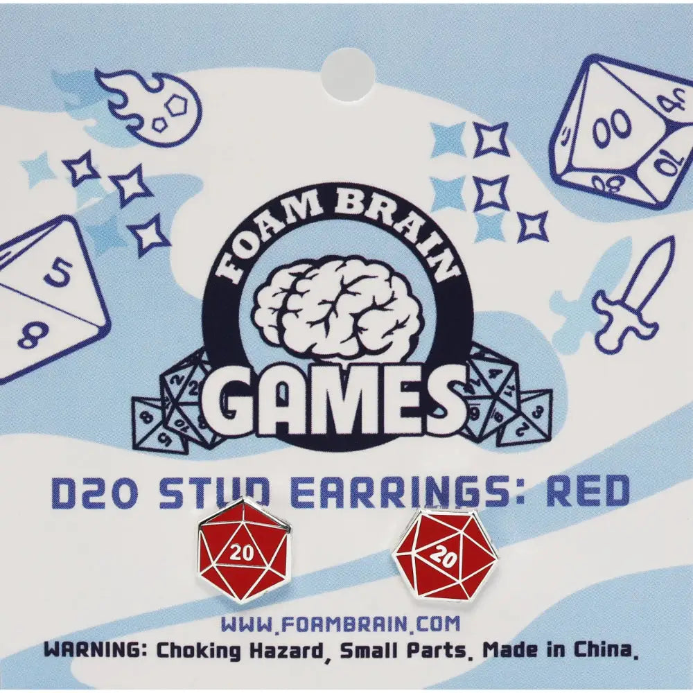 D20 Post Earrings - Red - Gifts