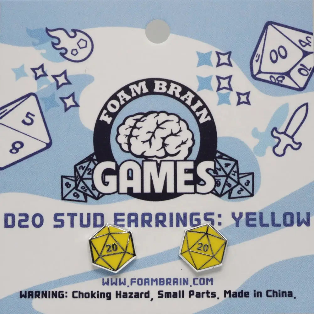 D20 Post Earrings - Yellow - Gifts