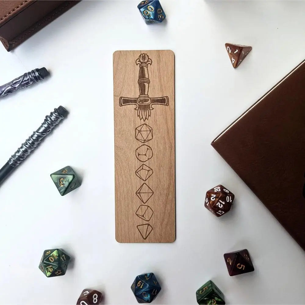 Dice Sword Wooden Bookmark - Gifts