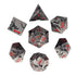 Dragon Attack Metal Polyhedral (D&D) Dice Set (7) - Nickel & Black w/Red - Dice & Dice Supplies