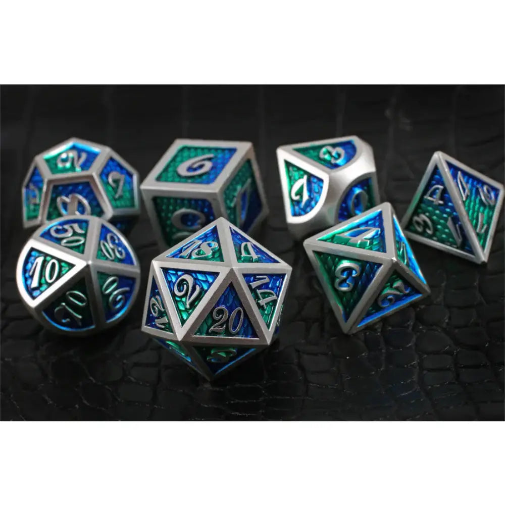 Dragon Glory Metal Polyhedral (D&D) Dice Set (7) Dice & Dice Supplies Forged Gaming   