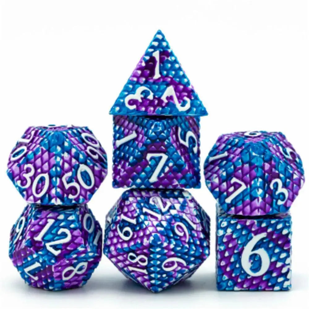 Dragon Scale Metal Polyhedral (D&D) Dice Set (7) Dice & Dice Supplies Foam Brain Games Ice  