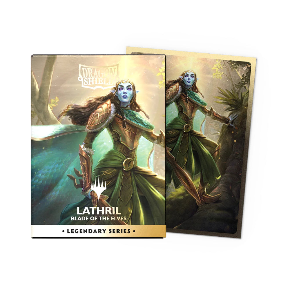 Dragon shield magic the gathering legendary art sleeves box with 100 lathril blade of the elves card sleeves in vibrant colors