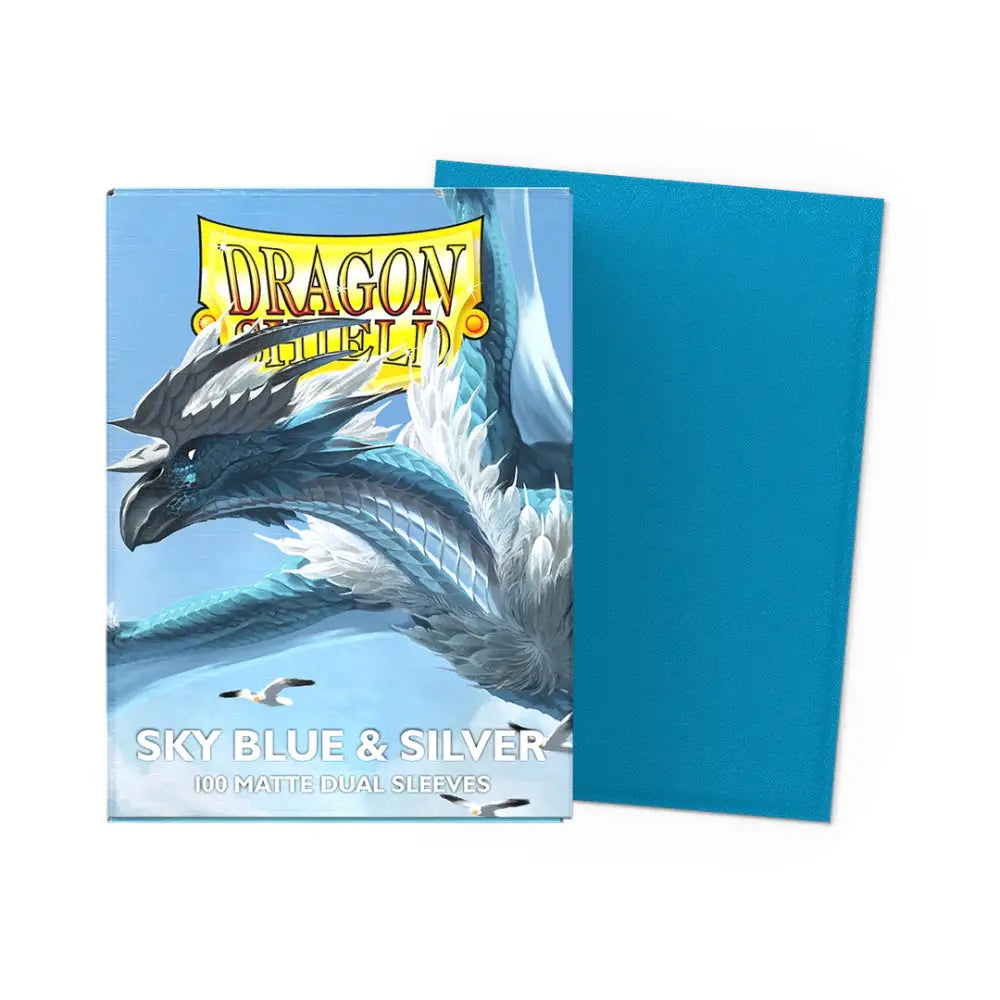 Dragon Shield Matte Dual Sleeves Box (100) - Sky Blue & Silver - Card Games