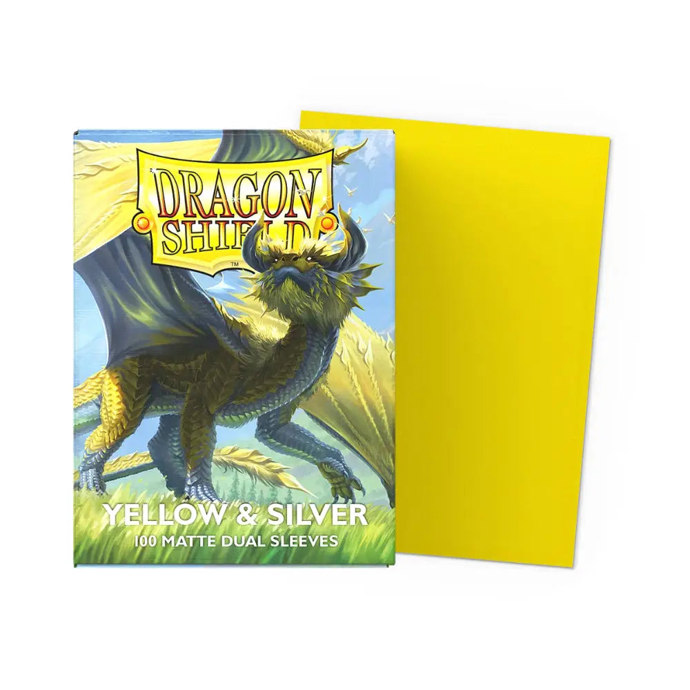 Dragon Shield Matte Dual Sleeves Box (100) - Yellow & Silver - Card Games