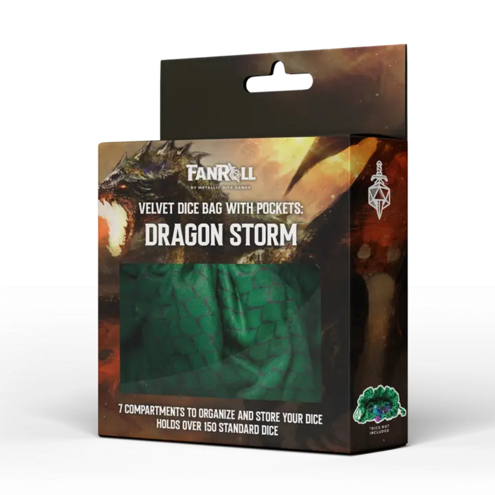 Dragon Storm Velvet Dice Bag 7 Compartments Dragon Scales - Green - Dice & Dice Supplies