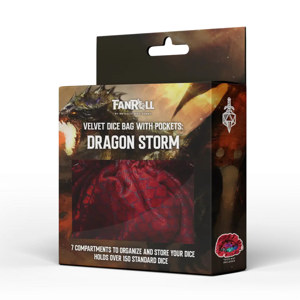 Dragon Storm Velvet Dice Bag 7 Compartments Dragon Scales - Red - Dice & Dice Supplies