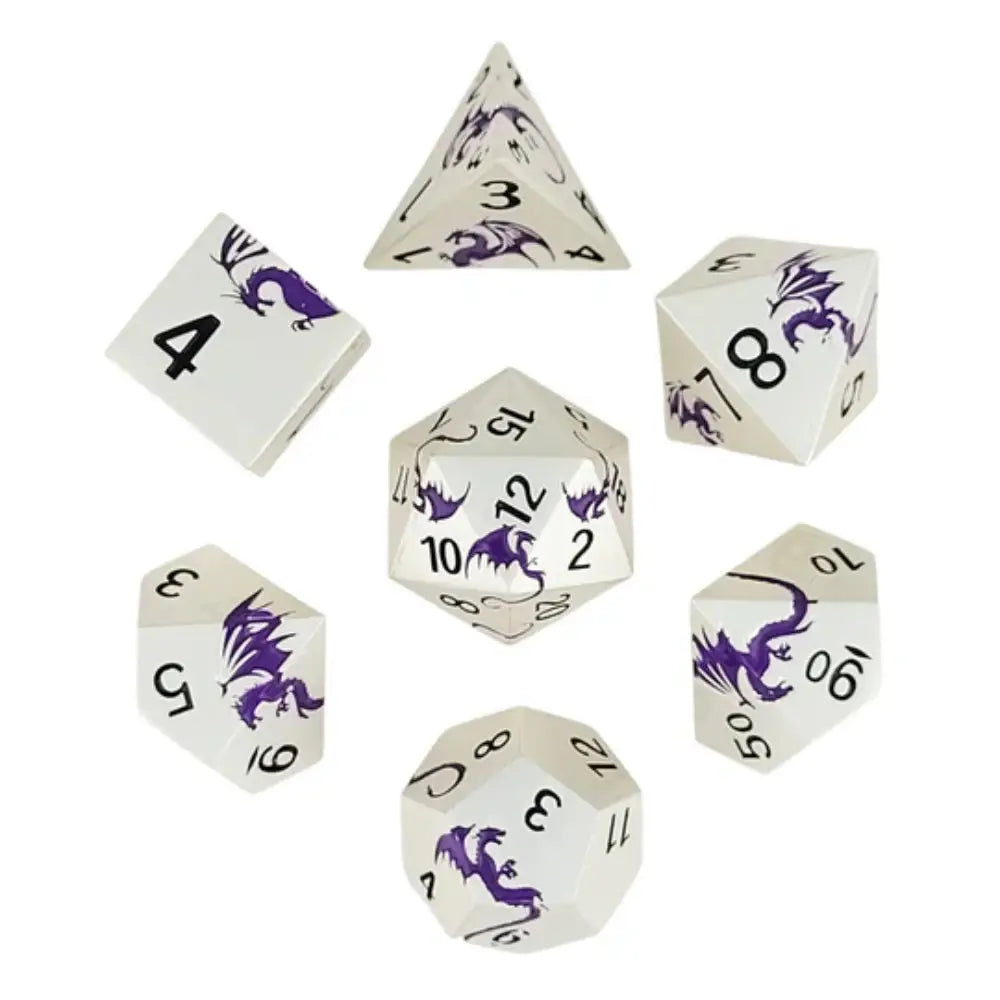 Dragon’s Flight Metal Polyhedral (D&D) Dice Set (7) - Dice & Dice Supplies