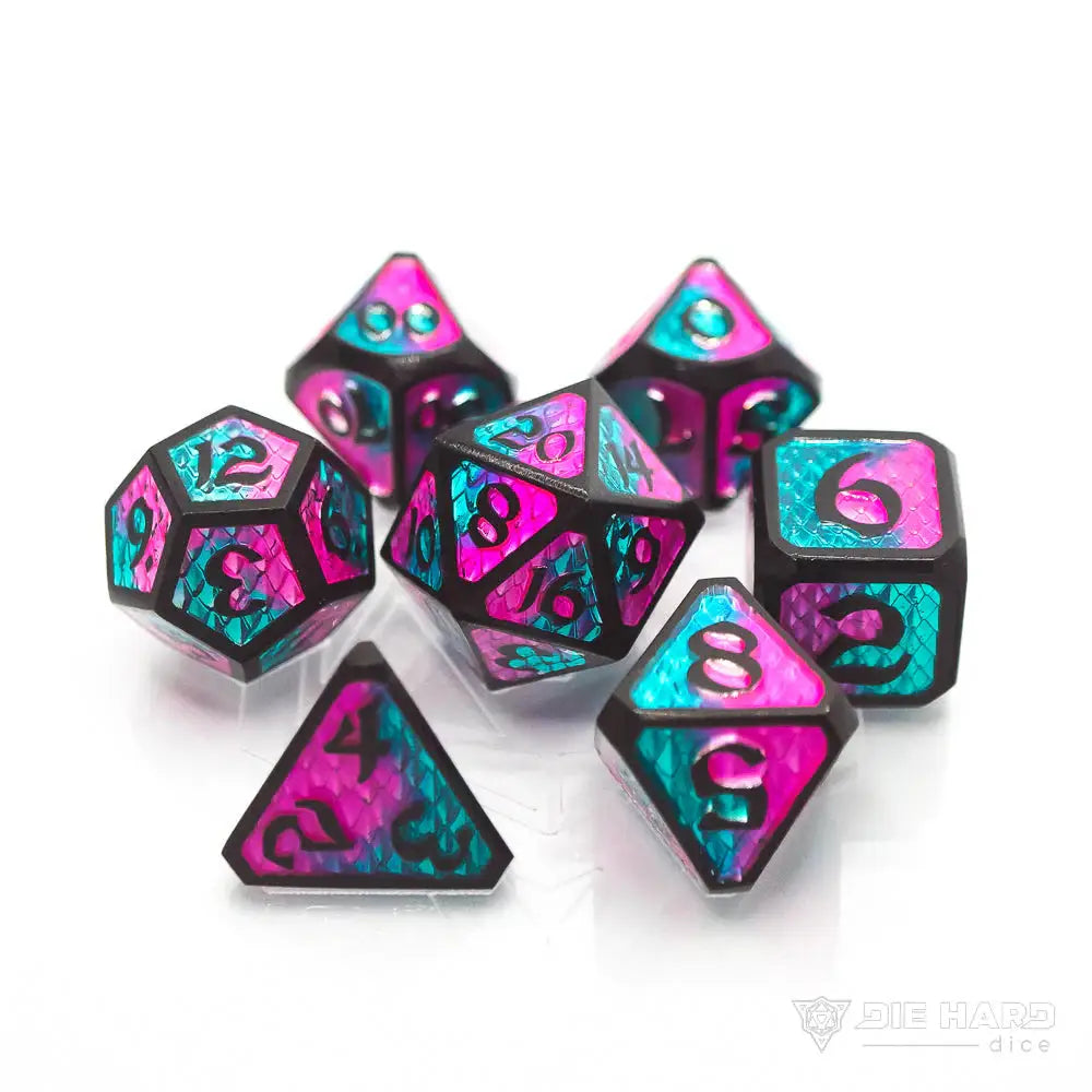 Drakona Embers Cazn Metal Polyhedral (D&D) Dice Set (7) - Dice & Dice Supplies