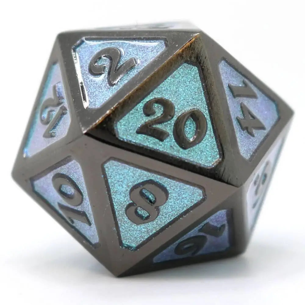 Dreamscape Winter’s Embrace Metal Polyhedral (D&D) Dice Set - Dire d20 (25mm) - Dice & Dice Supplies