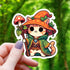 Druid Cat Mushroom Hat Sticker - Gifts