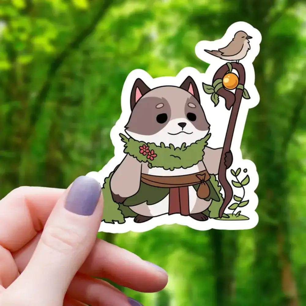 Druid Raccoon Sticker - Toys & Gifts