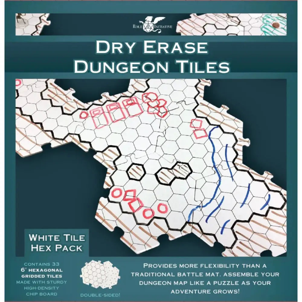 Dry Erase Dungeon Tiles White Hexagon - Other RPGs & RPG Accessories