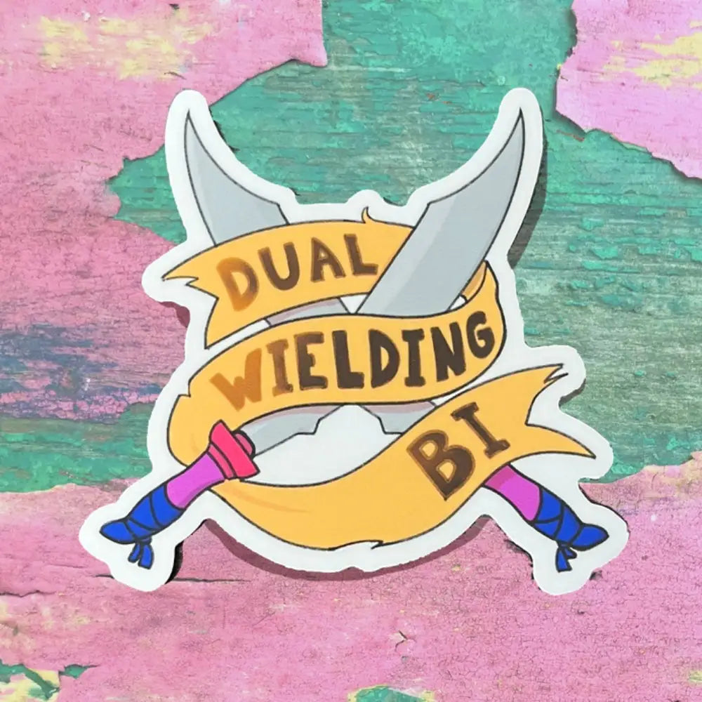 Dual Wielding Bi Sticker - Gifts