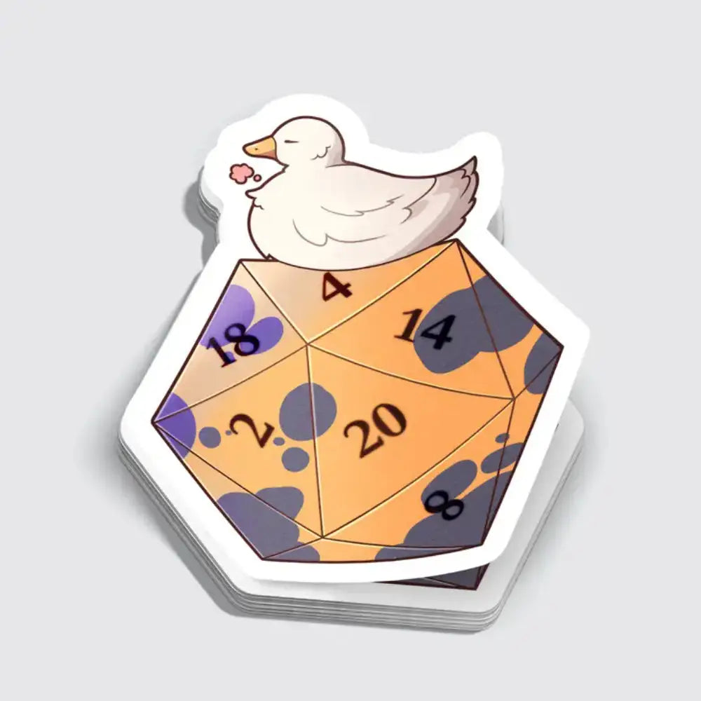 Duck on D20 Sticker - Gifts