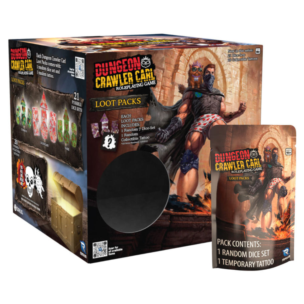 Dungeon Crawler Carl Loot Pack (Polyhedral Dice Set (7) + Temporary Tattoo) - Dice & Dice Supplies