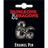 Silver enamel pin of the dungeons and dragons ampersand symbol with a dragon design for tabletop gaming fans