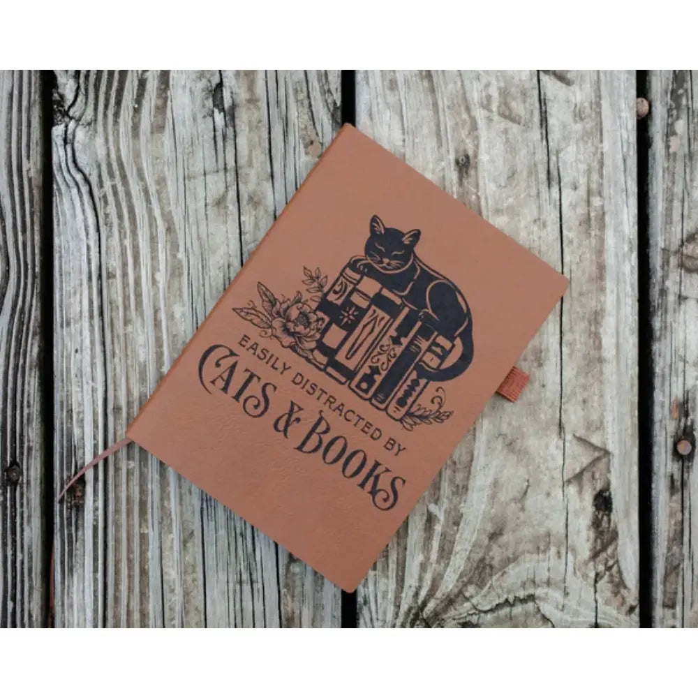 Easily Distracted by Cats & Books Mini Dot Leather Journal - Gifts