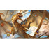 Elder Artifact Dragon playmat by Sandara featuring a golden dragon with intricate blue and gold detailing and glowing orbs