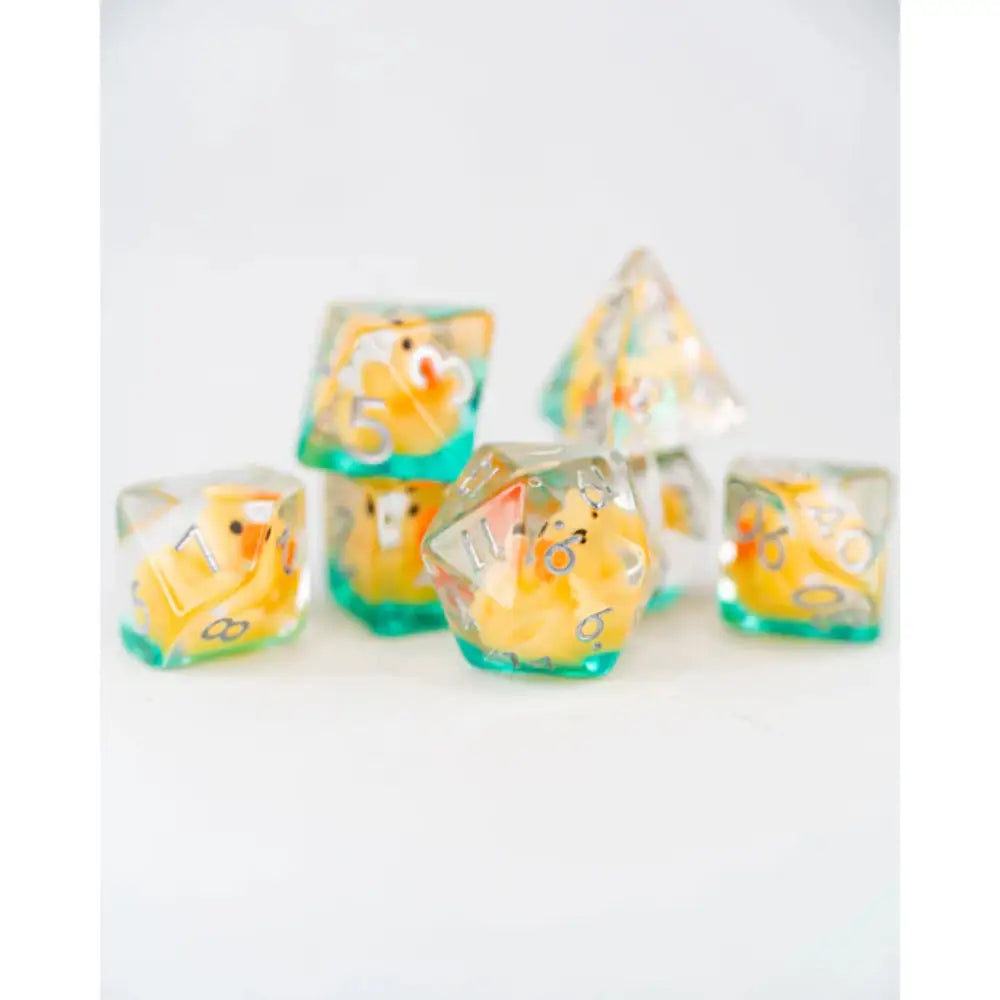 Emberglow Rubber Ducky Polyhedral (D&D) Dice Set (7) - Dice & Dice Supplies