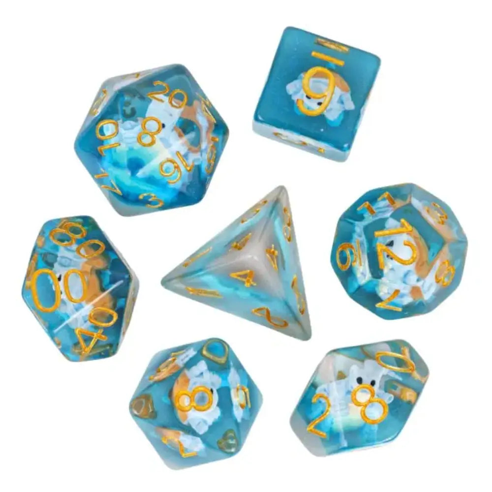 Enchanted Dice Blue Turtle Polyhedral (D&D) Dice Set (7) - Dice & Dice Supplies
