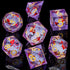 Enchanted Dice Cherry Blossoms in Purple Liquid Core Polyhedral (D&D) Dice Set (7) - Dice & Dice Supplies
