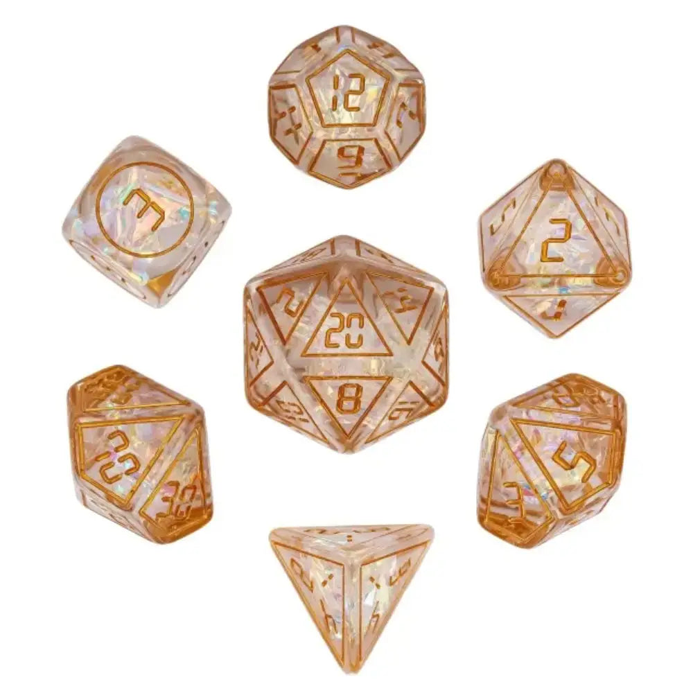 Enchanted Dice Digital Frame Golden Polyhedral (D&D) Dice Set (7) - Dice & Dice Supplies