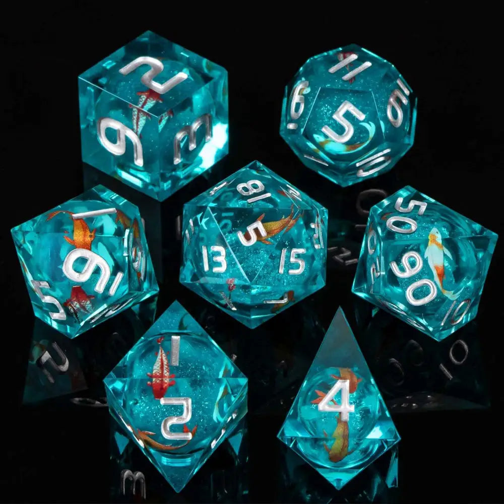 Enchanted Dice Fish Bowl Liquid Core Polyhedral (D&D) Dice Set (7) Dice & Dice Supplies The Haunted Game Cafe   