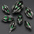 Enchanted Dice Flame Metal Polyhedral (D&D) Dice Set (7) - Black w/Green - Dice & Dice Supplies