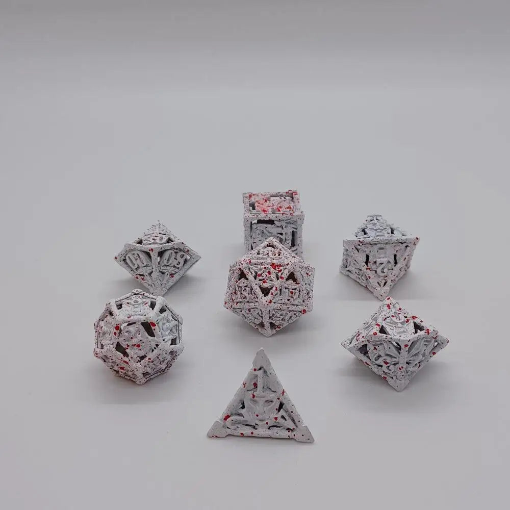 Enchanted Dice Greek Bone Metal Polyhedral (D&D) Dice Set Dice & Dice Supplies The Haunted Game Cafe   
