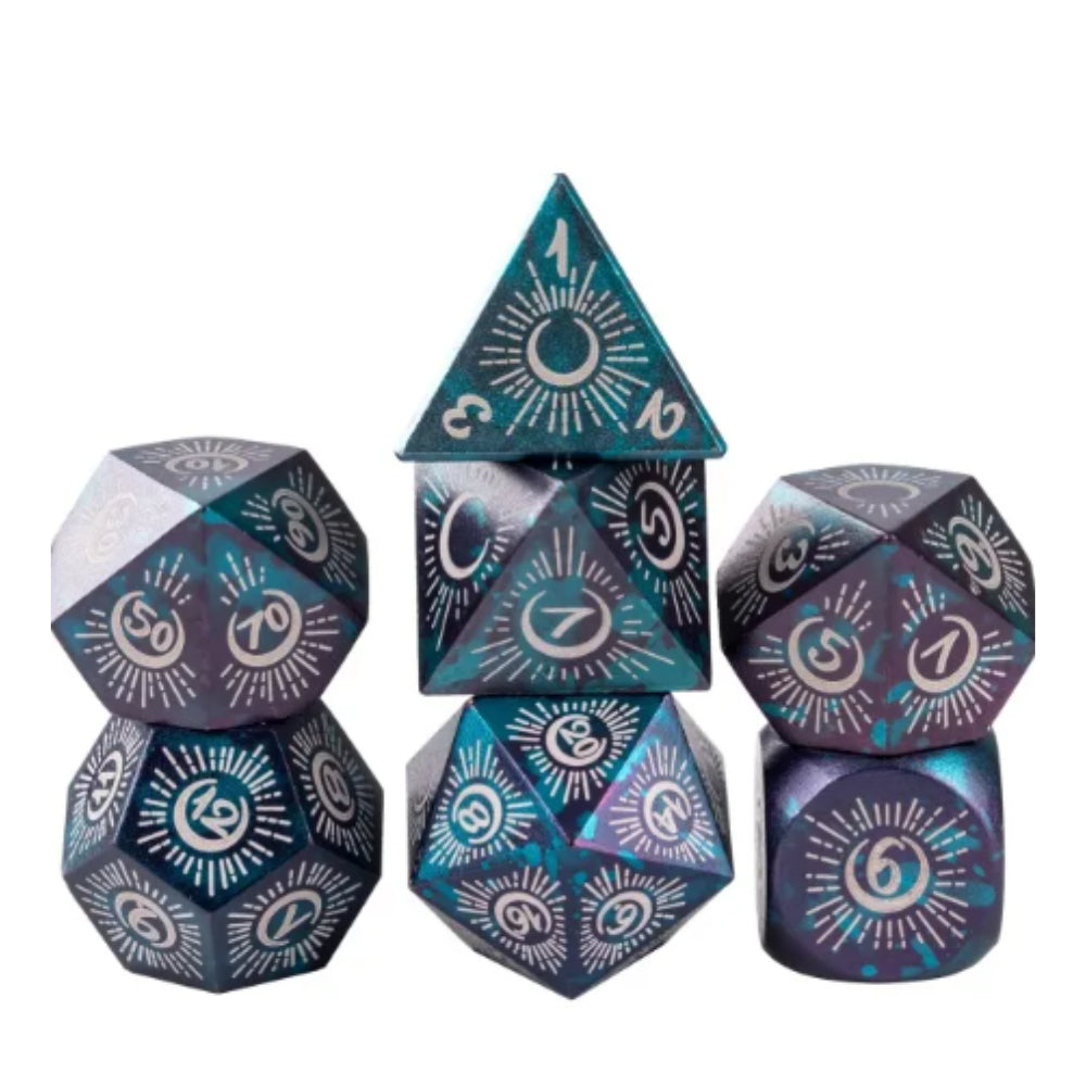 Enchanted Dice Magic Circle Aluminum Polyhedral (D&D) Dice Set (7)