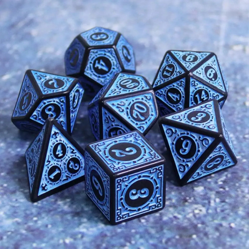 Enchanted Dice Magic Flame Polyhedral (D&D) Dice Set (7) Dice & Dice Supplies The Haunted Game Cafe Blue  