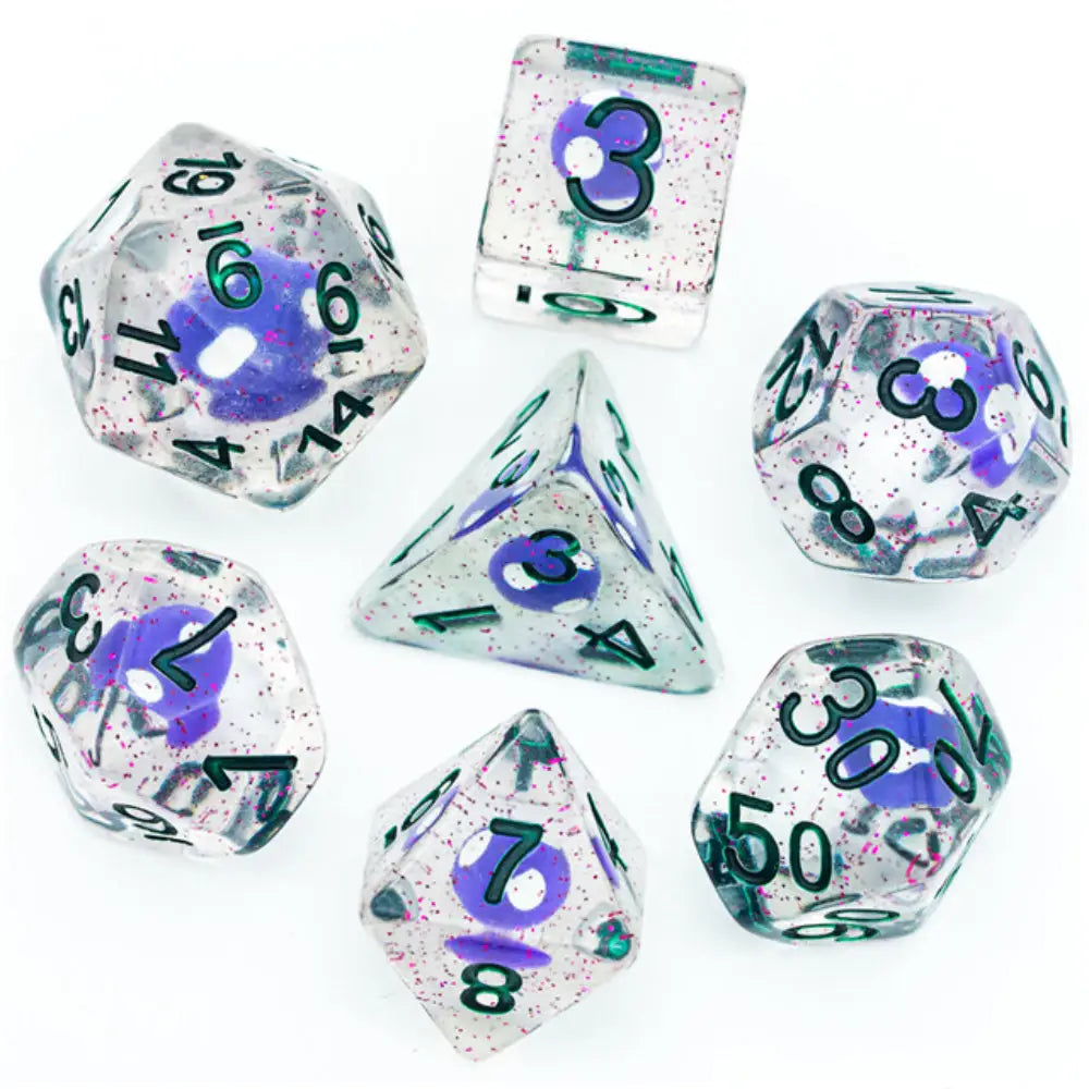 Enchanted Dice Mushrooms Polyhedral (D&D) Dice Set (7) Dice & Dice Supplies The Haunted Game Cafe Blue Mushroom  