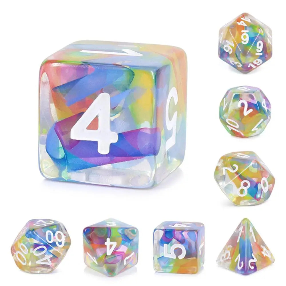 Enchanted Dice Rainbow Ribbon Polyhedral (D&D) Dice Set (7) Dice & Dice Supplies The Haunted Game Cafe   