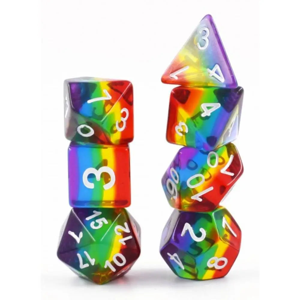 Enchanted Dice Translucent Pride Polyhedral (D&D) Dice Set (7) Dice & Dice Supplies The Haunted Game Cafe Rainbow  