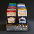 Family secrets escape game with black and beige envelopes featuring colorful episode titles in retail box