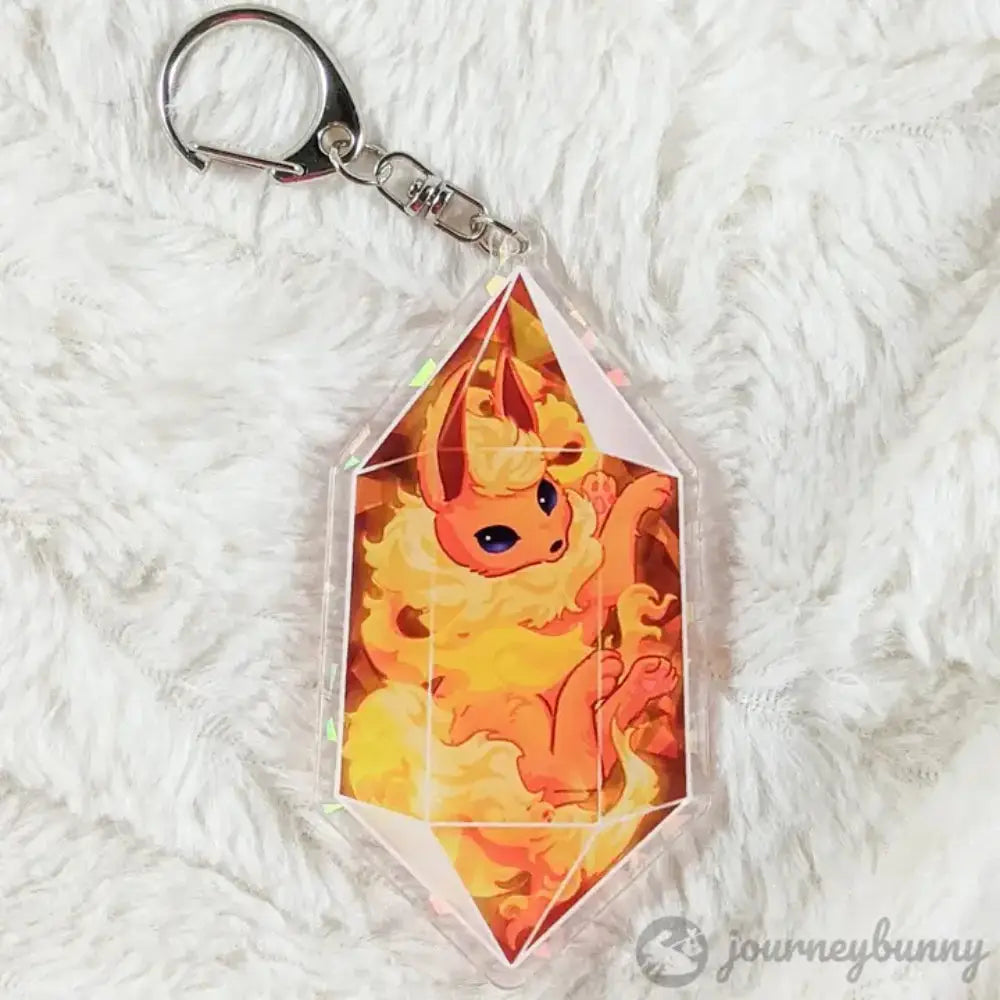 Fire Evolution Crystal Holographic Acrylic Keychain - Gifts