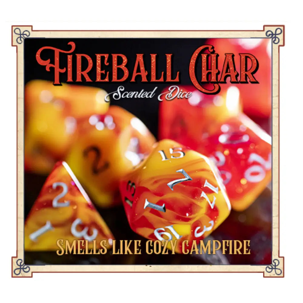 Fireball Char Scented Polyhedral (D&D) Dice Set (7) - Dice & Dice Supplies