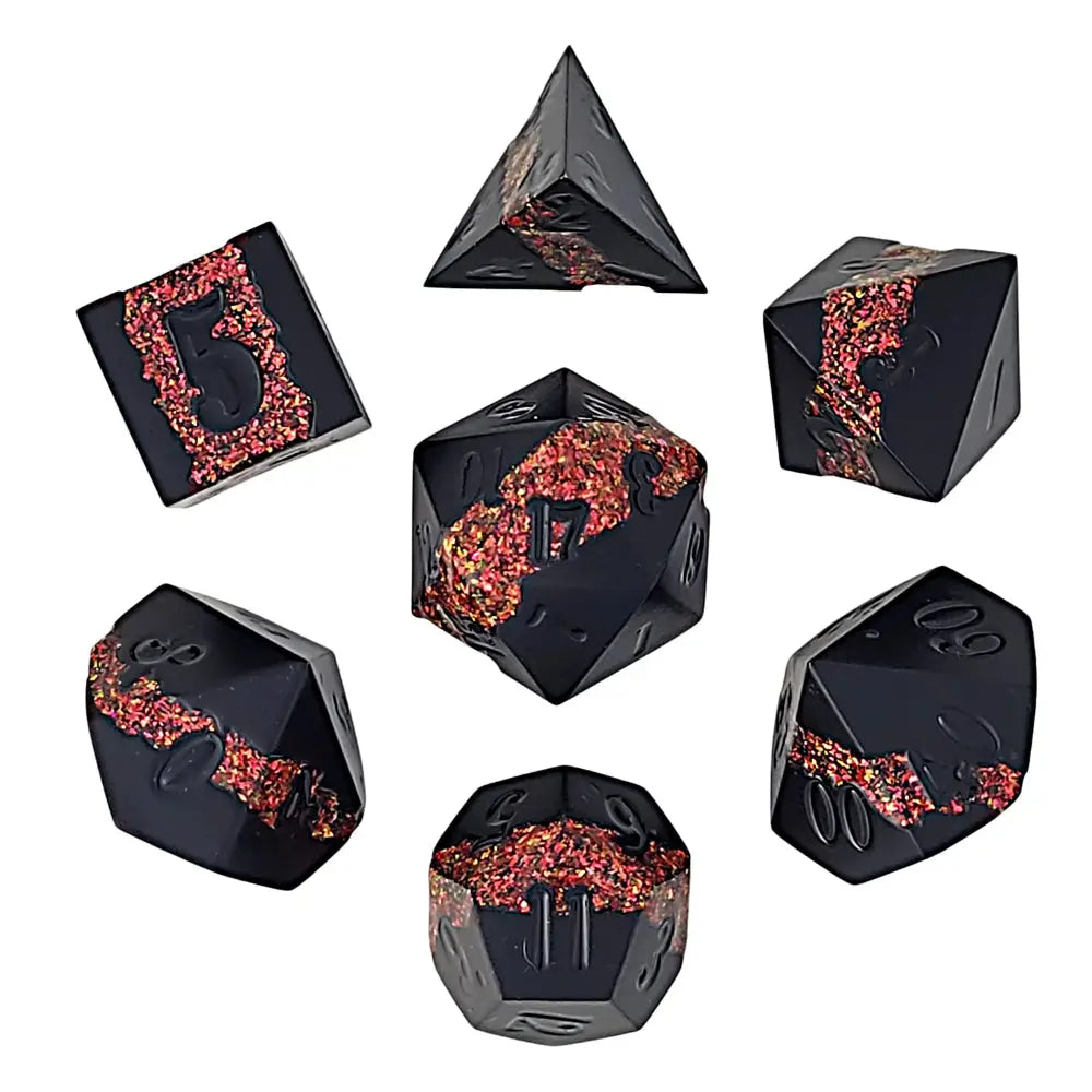 Galactic Flow Metal Polyhedral (D&D) Dice Set (7) - Dice & Dice Supplies