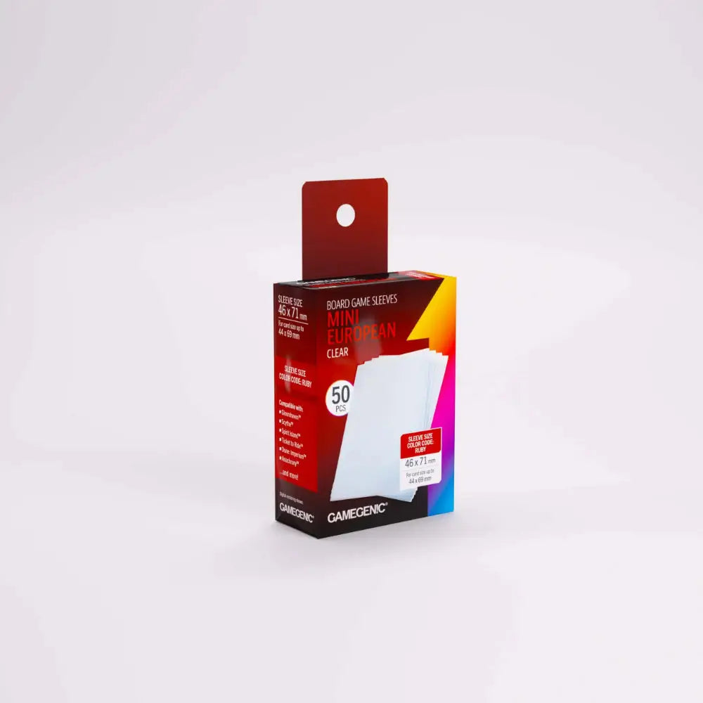 Gamegenic Clear Board Game Sleeves - 46 x 71mm - Mini European (50 sleeves) (FFG Code Ruby) - Board Games
