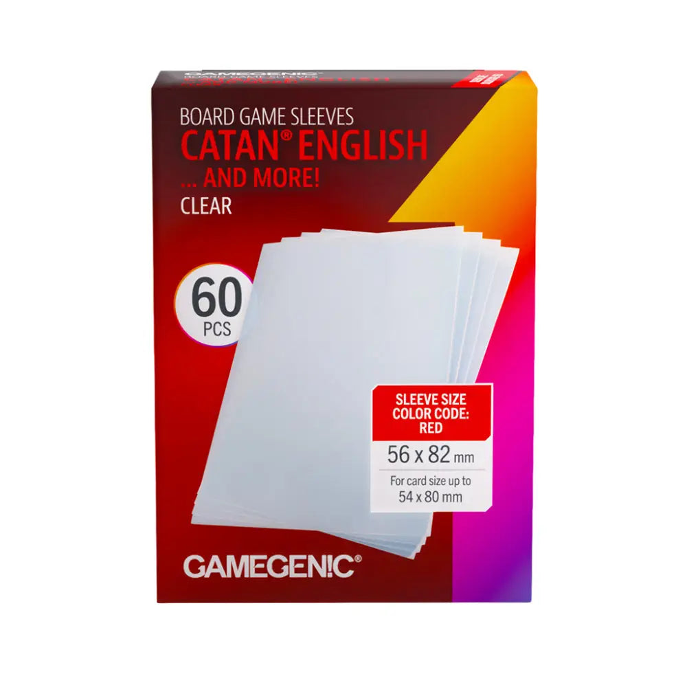Gamegenic Clear Board Game Sleeves - 56 x 82mm - Catan (60 sleeves) (FFG Code Red) - Board Games