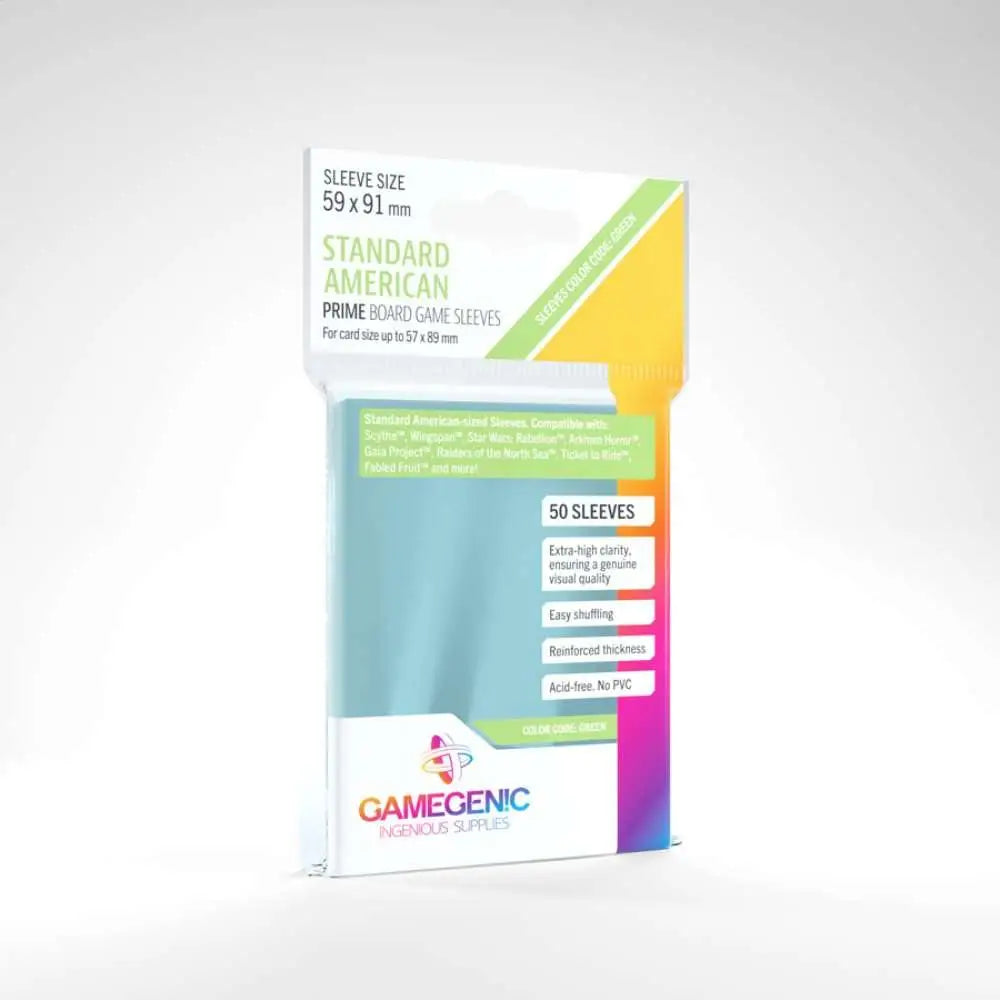 Gamegenic Clear Board Game Sleeves - 59 x 91mm - Standard American (50 sleeves) (FFG Code Green) - Board Games