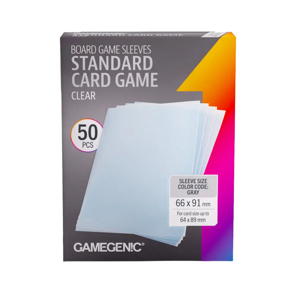 Gamegenic Clear Board Game Sleeves - 66 x 91mm - Standard Card Game (50 sleeves) (FFG Code Gray) - Board Games