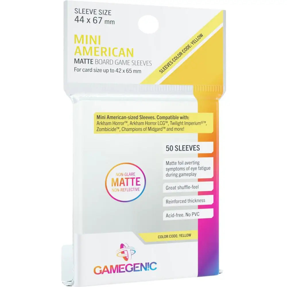 Yellow matte board game sleeves by gamegenic pack of 50 designed for clear matte card protection