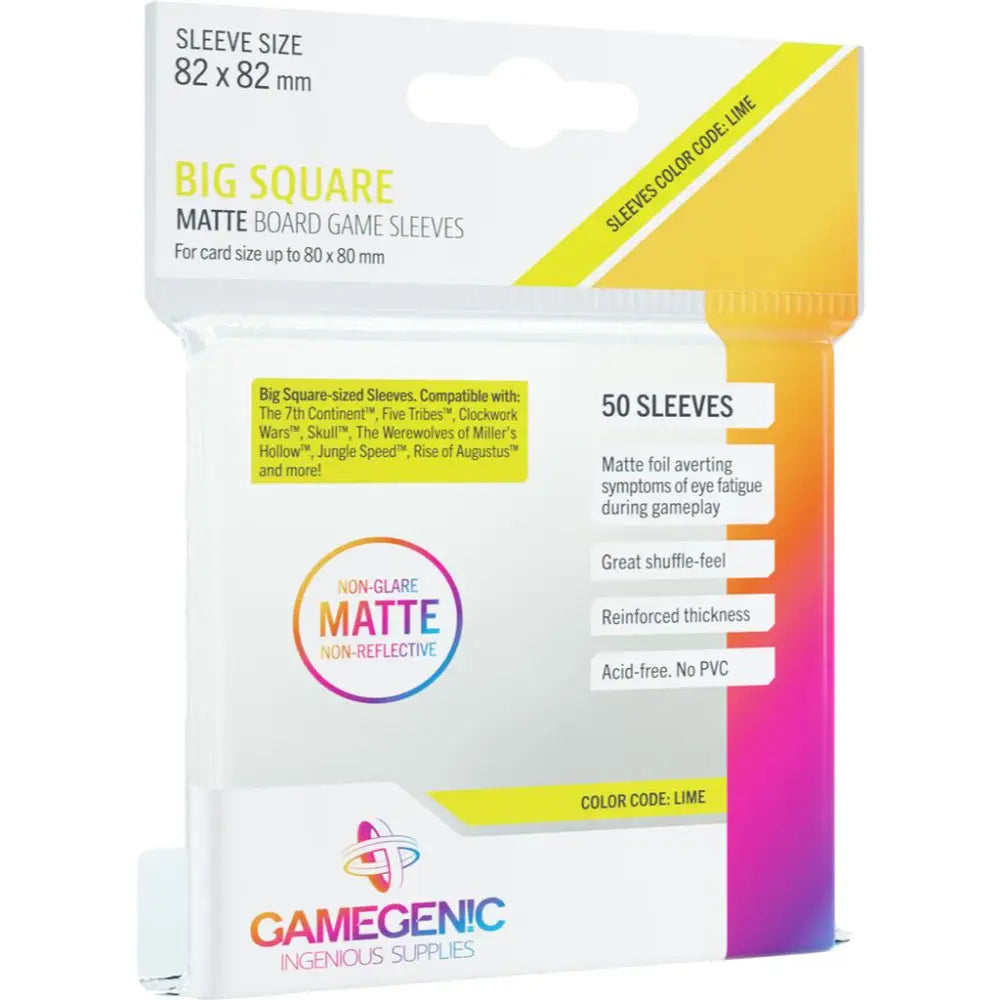 Gamegenic clear matte board game sleeves pack of 50 lime colored matte protective card sleeves for board games