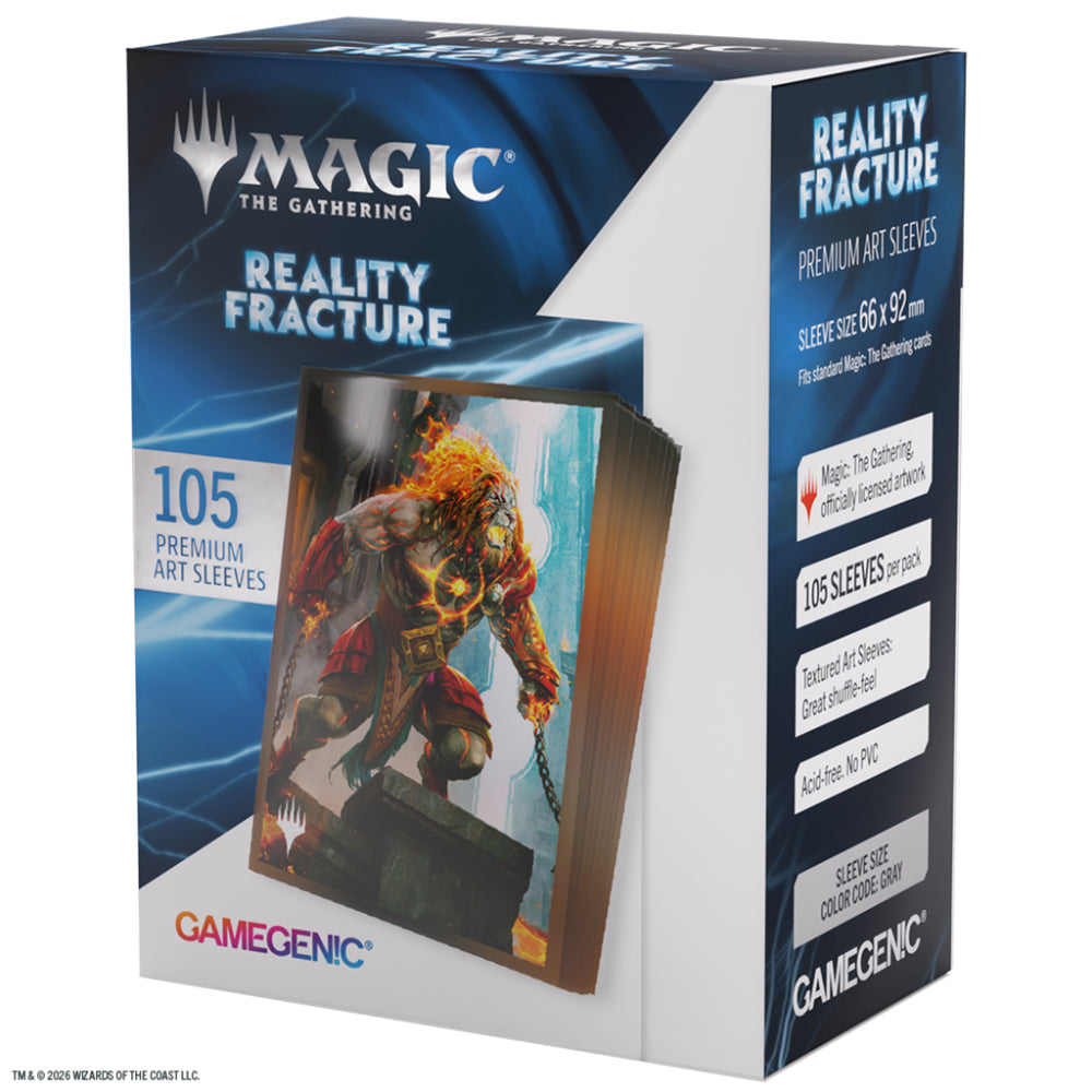 Blue and white magic the gathering reality fracture premium art card sleeves by gamegenic for deck protection